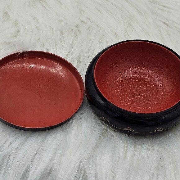 Russian Vintage Lacquer Round Trinket Box Hand Painted Fairy Tale Lady Sleigh - Picture 5 of 7